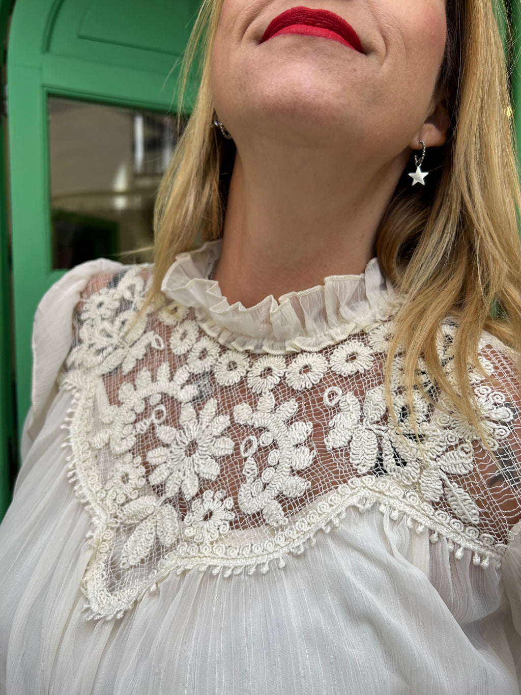 Camisa fluida con encaje