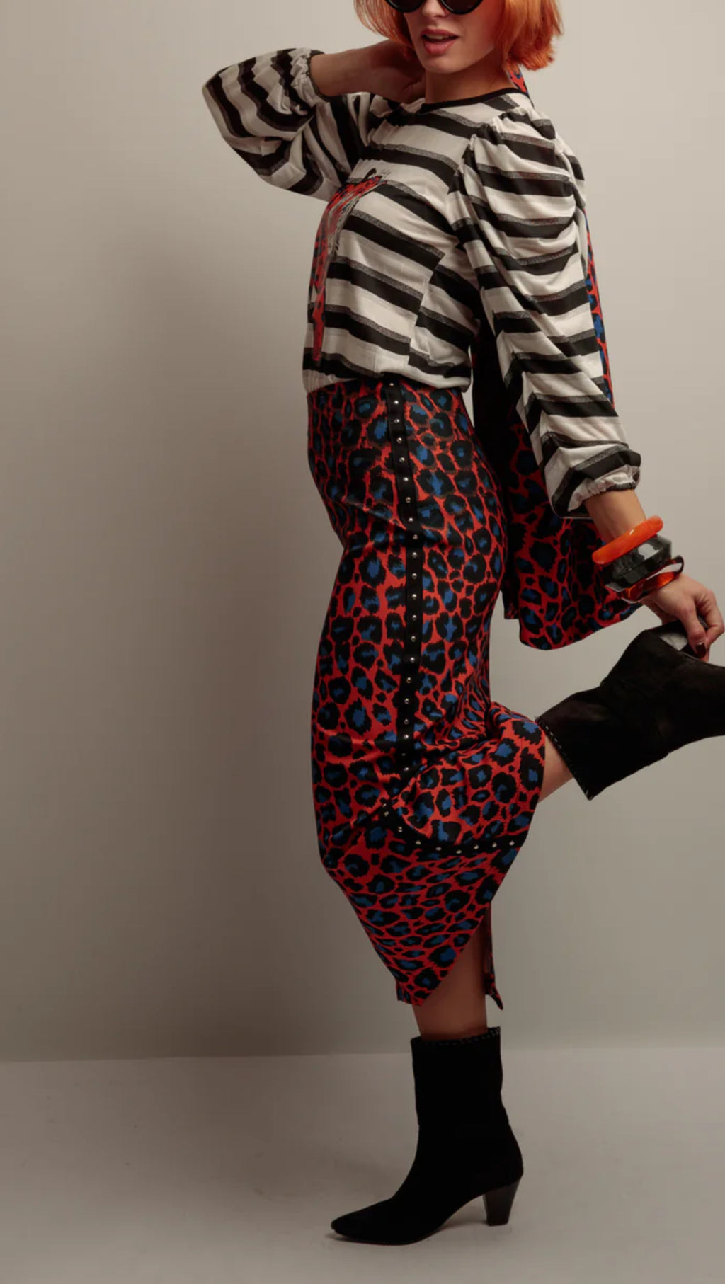 Falda animal print naranja