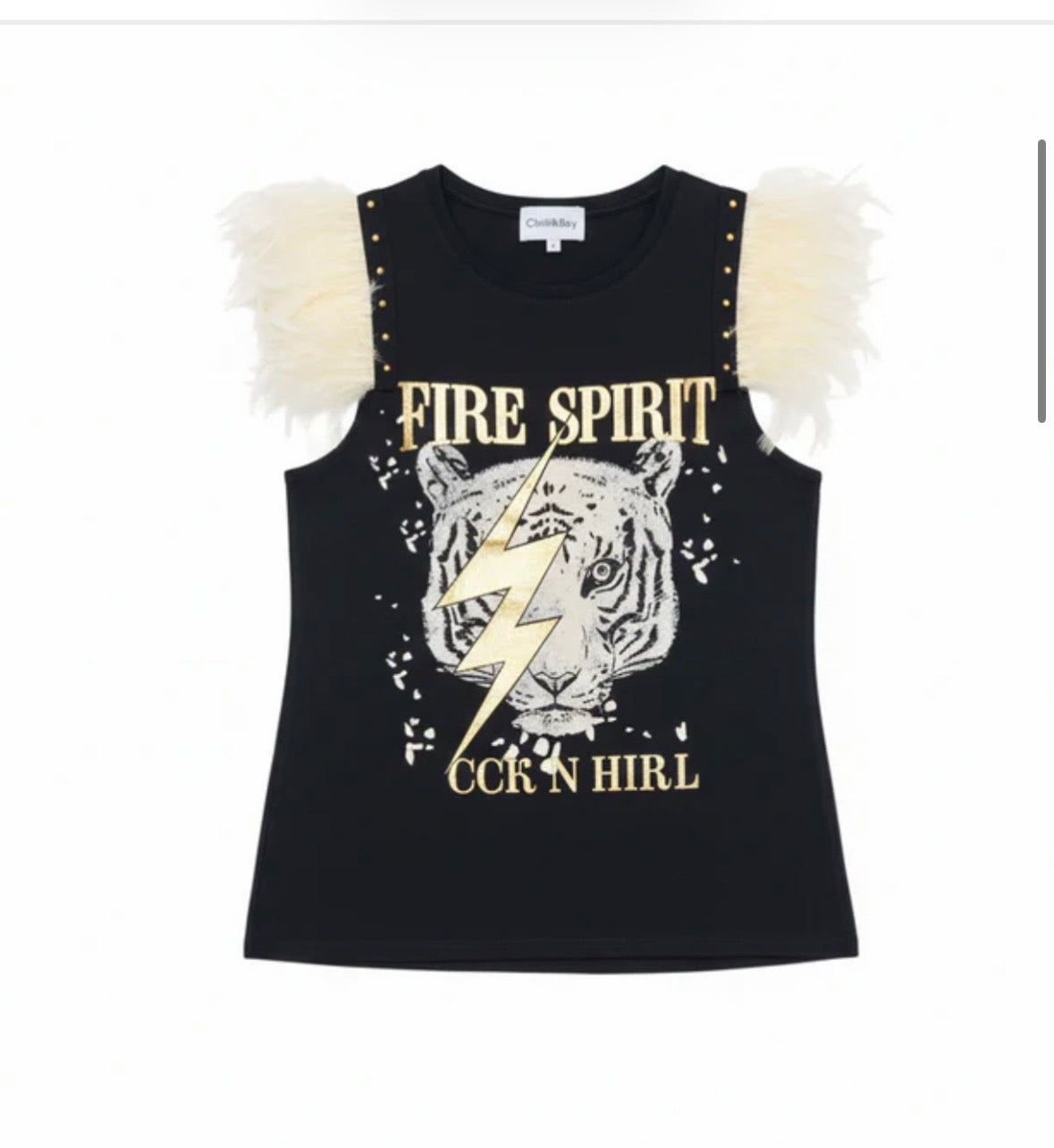 Camiseta Fire Spirit con Plumas y Tachuelas