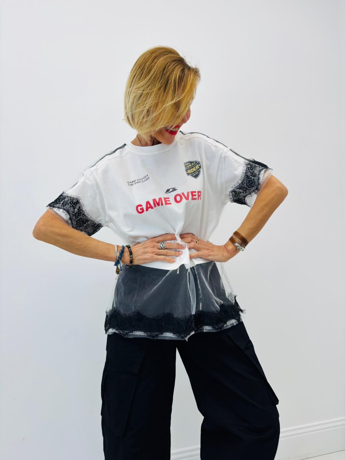Camiseta Game Over - Algodón, Tul y Encaje
