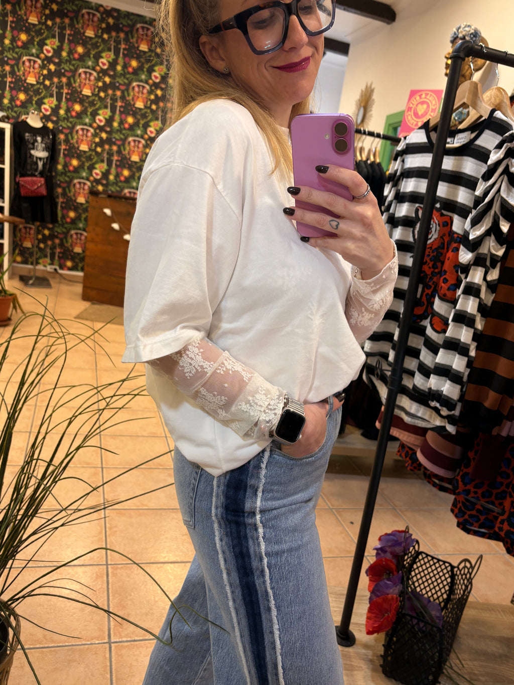 Pantalón denim rayas