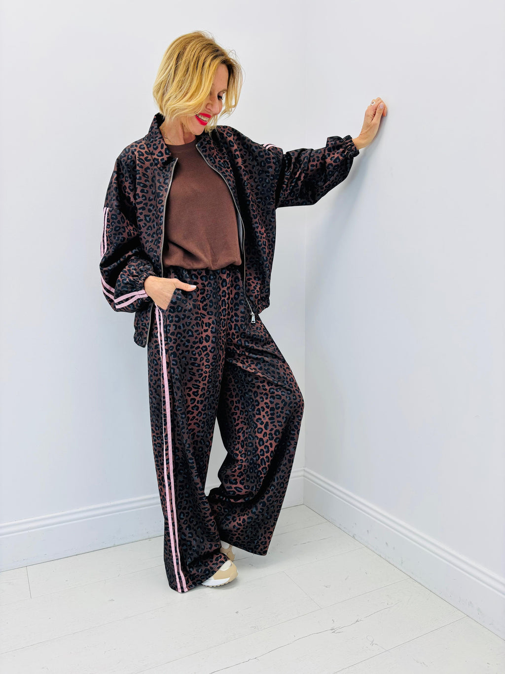 Conjunto Animal Print Oversize Rosa - 2 Piezas