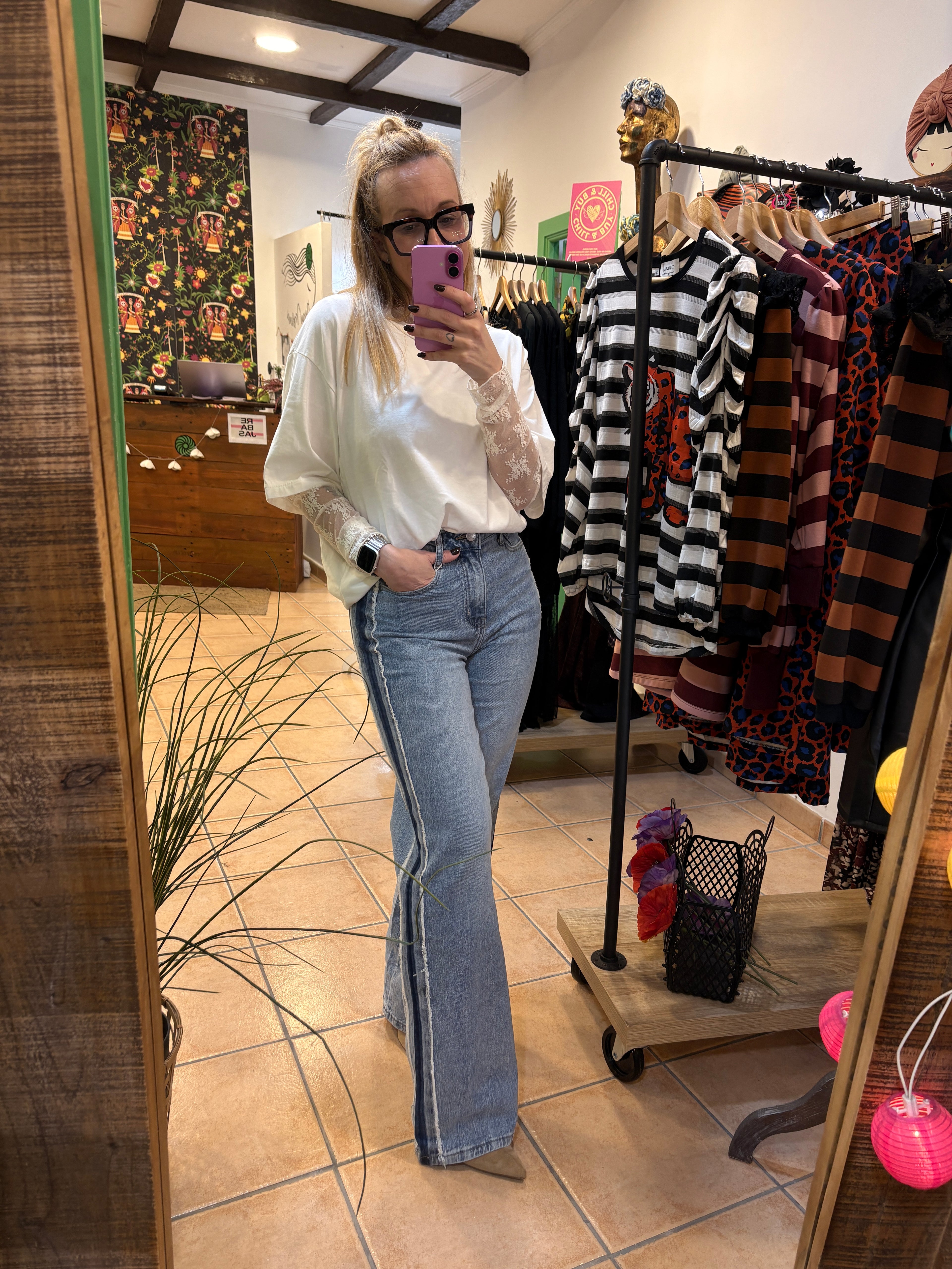 Pantalón denim rayas