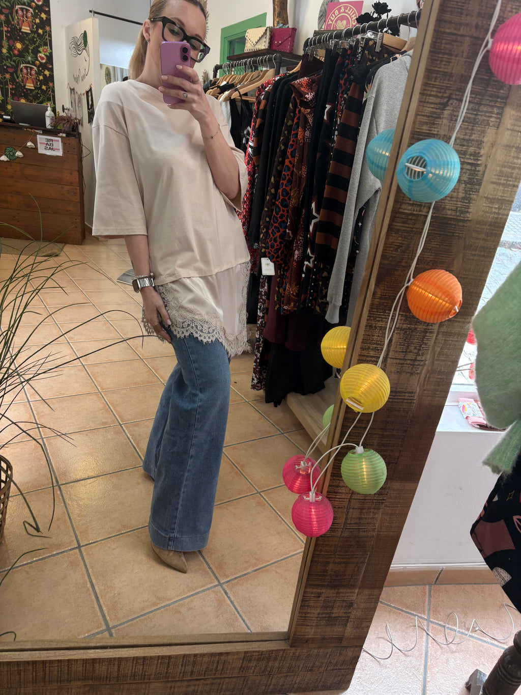 Camiseta Efecto Vestido Satinado - Algodón Premium Talla Única