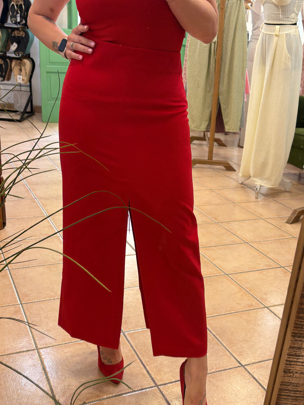 Falda Aberturas Roja