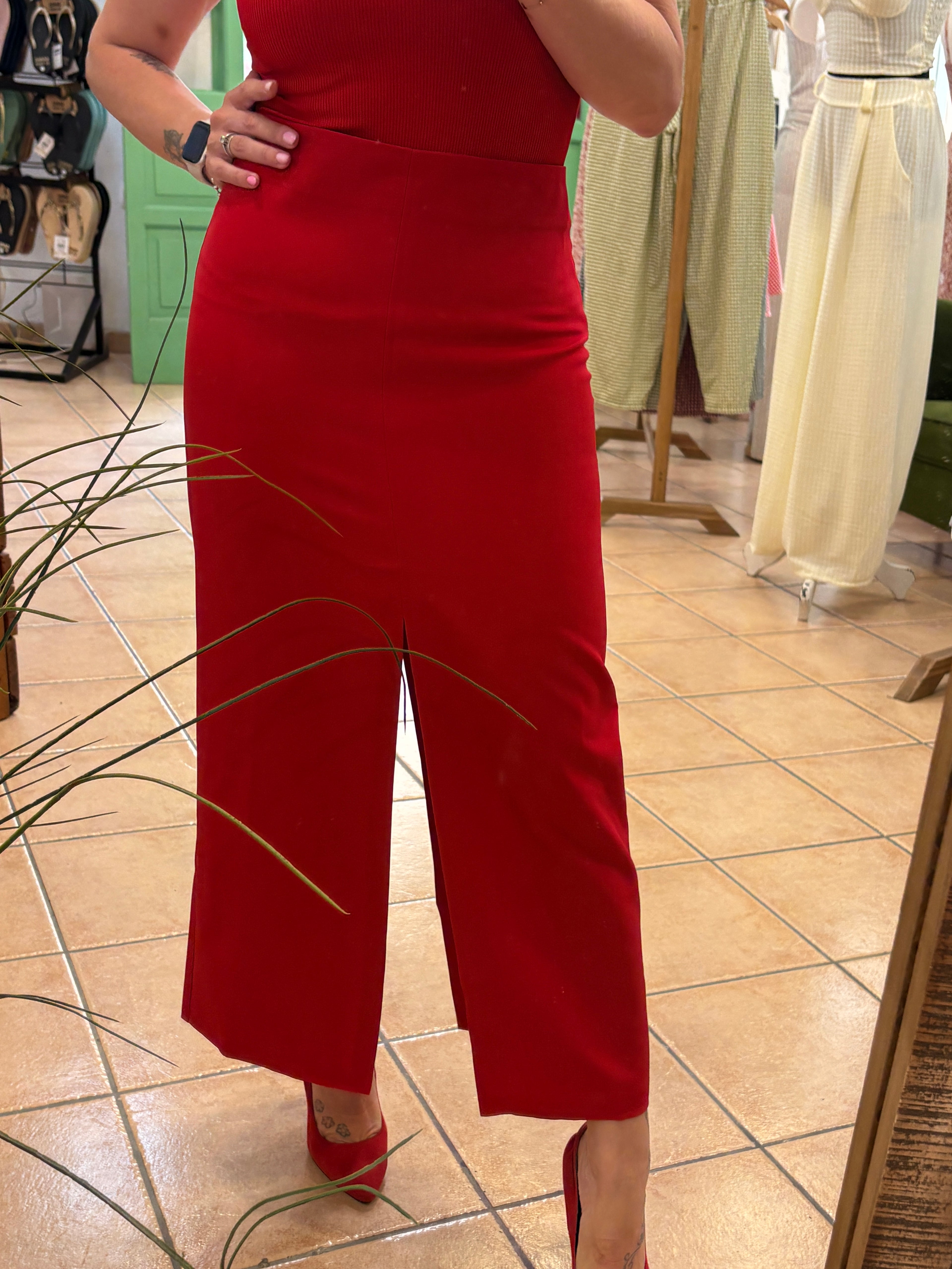 Falda Aberturas Roja