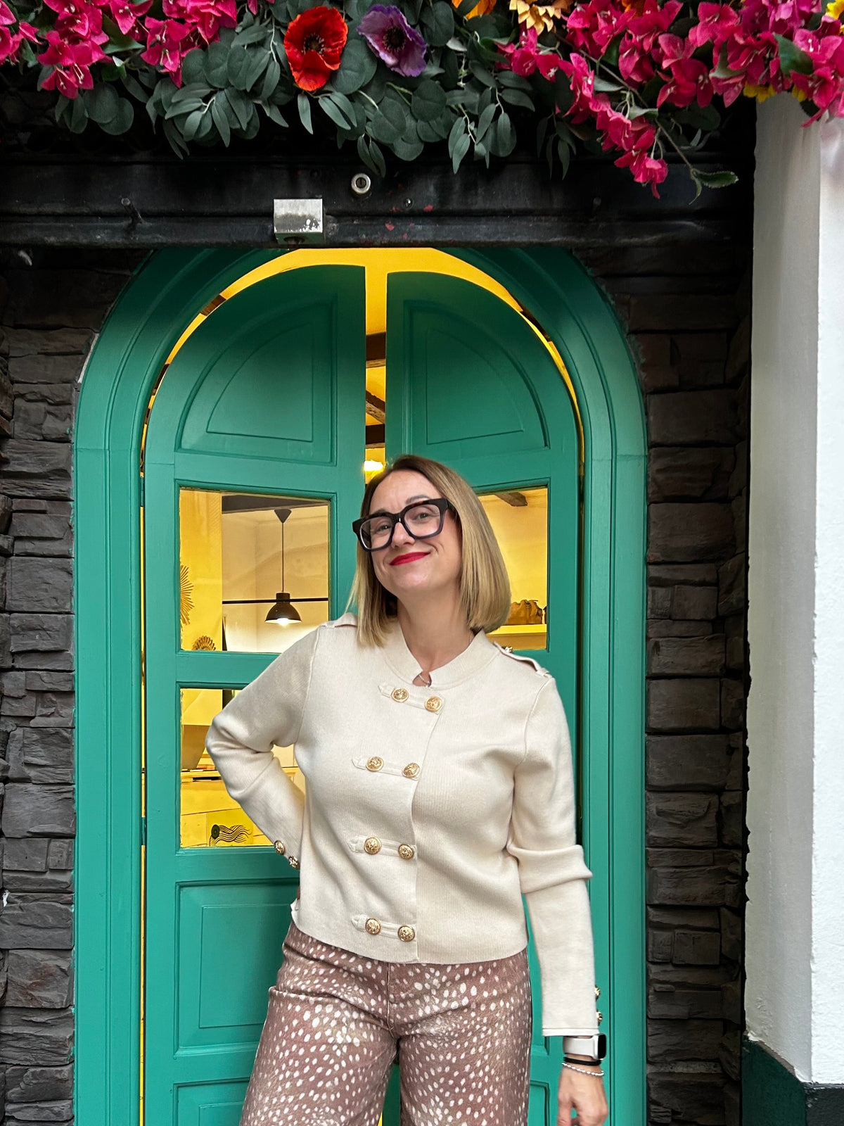 Chaqueta punto beige
