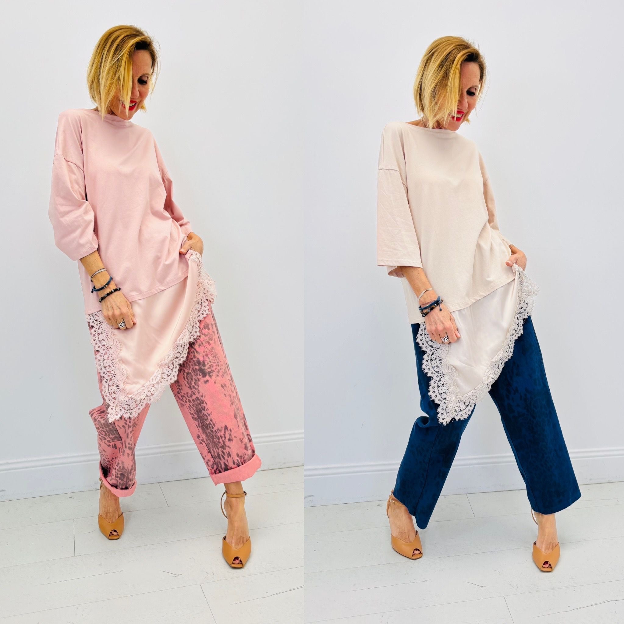 Camiseta Efecto Vestido Satinado - Algodón Premium Talla Única