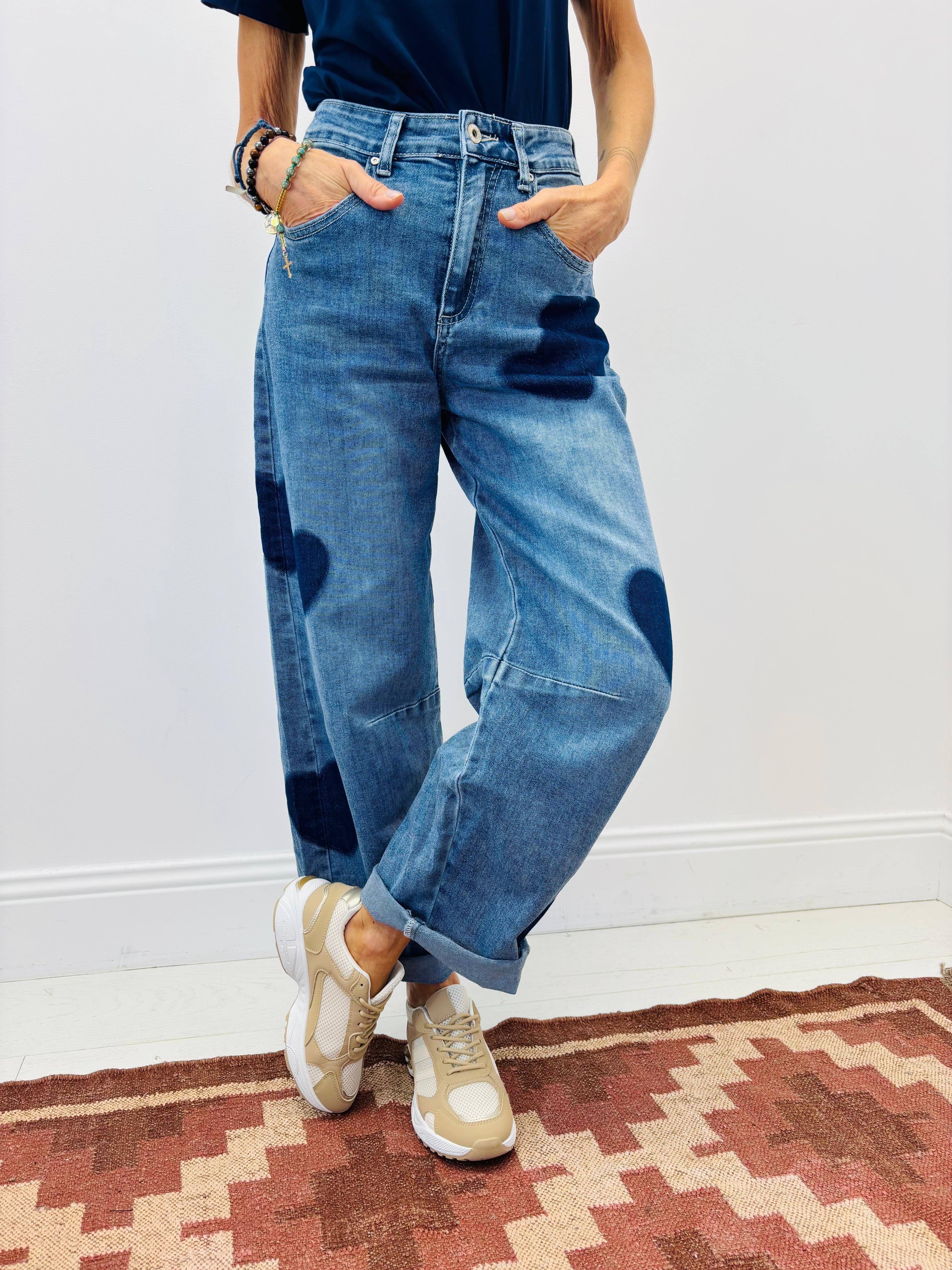 Pantalón denim corazón