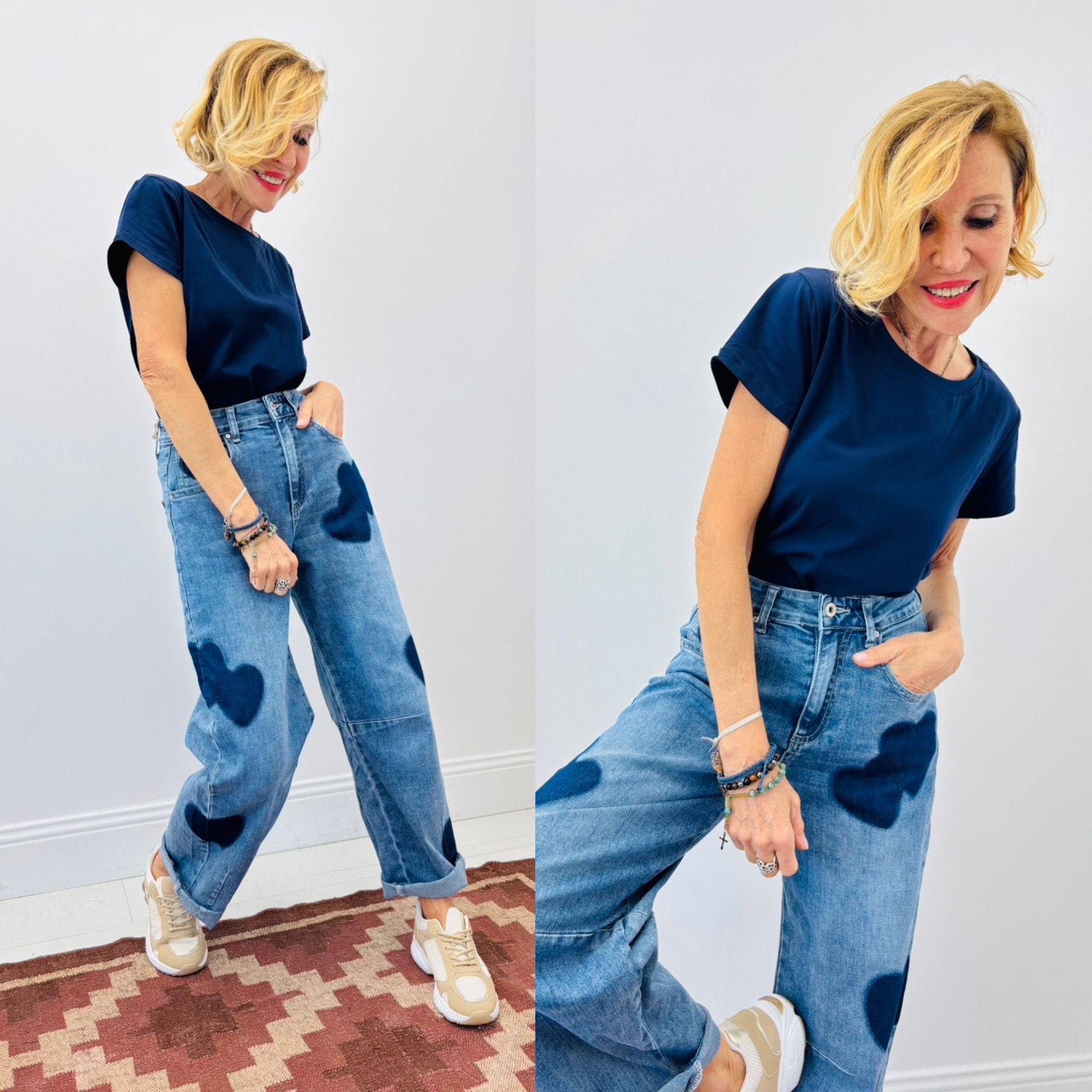 Pantalón denim corazón