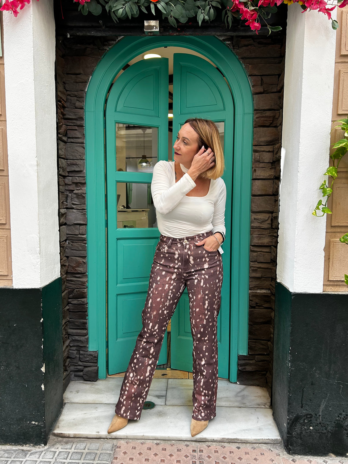 Denim animal print