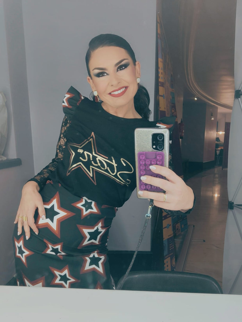 Falda midi estrellas