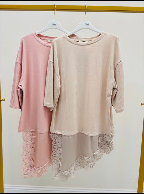 Camiseta Efecto Vestido Satinado - Algodón Premium Talla Única