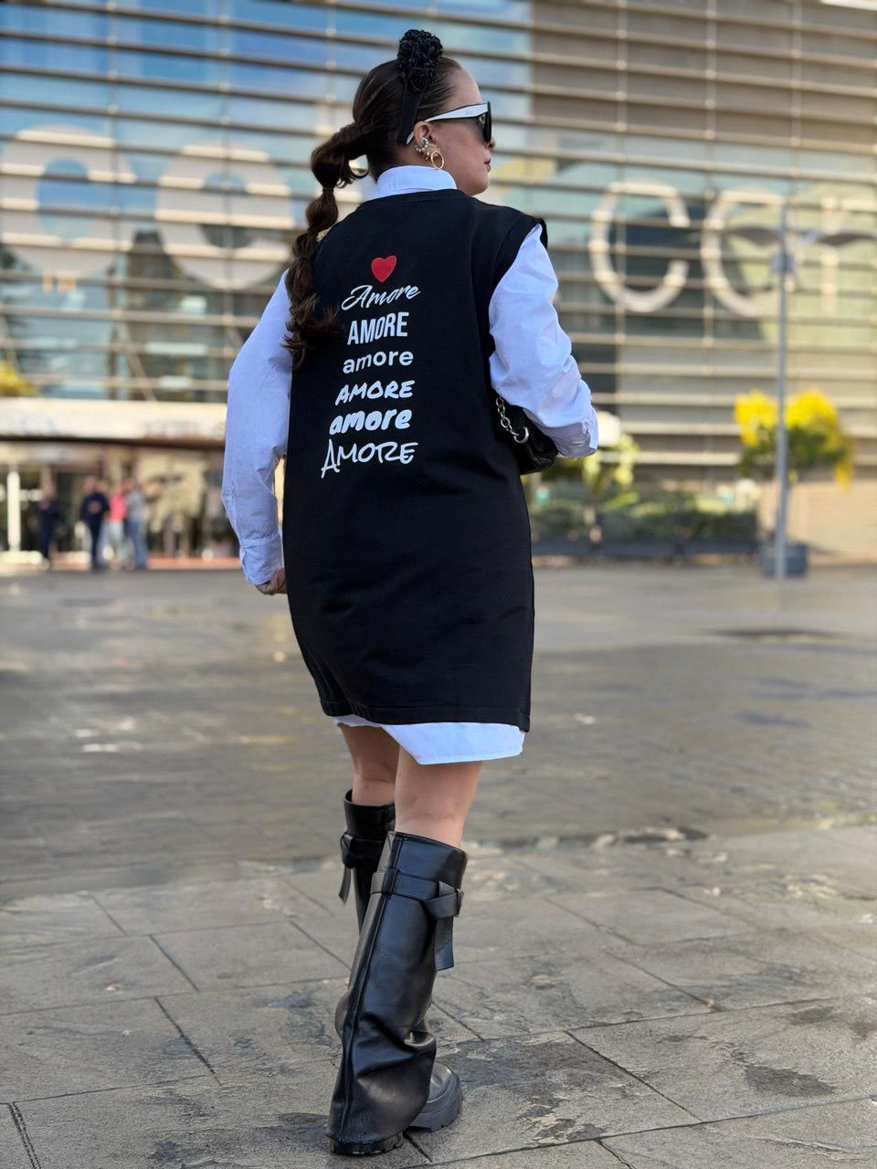 Vestido AMOR - Efecto Camisa Integrada Negro