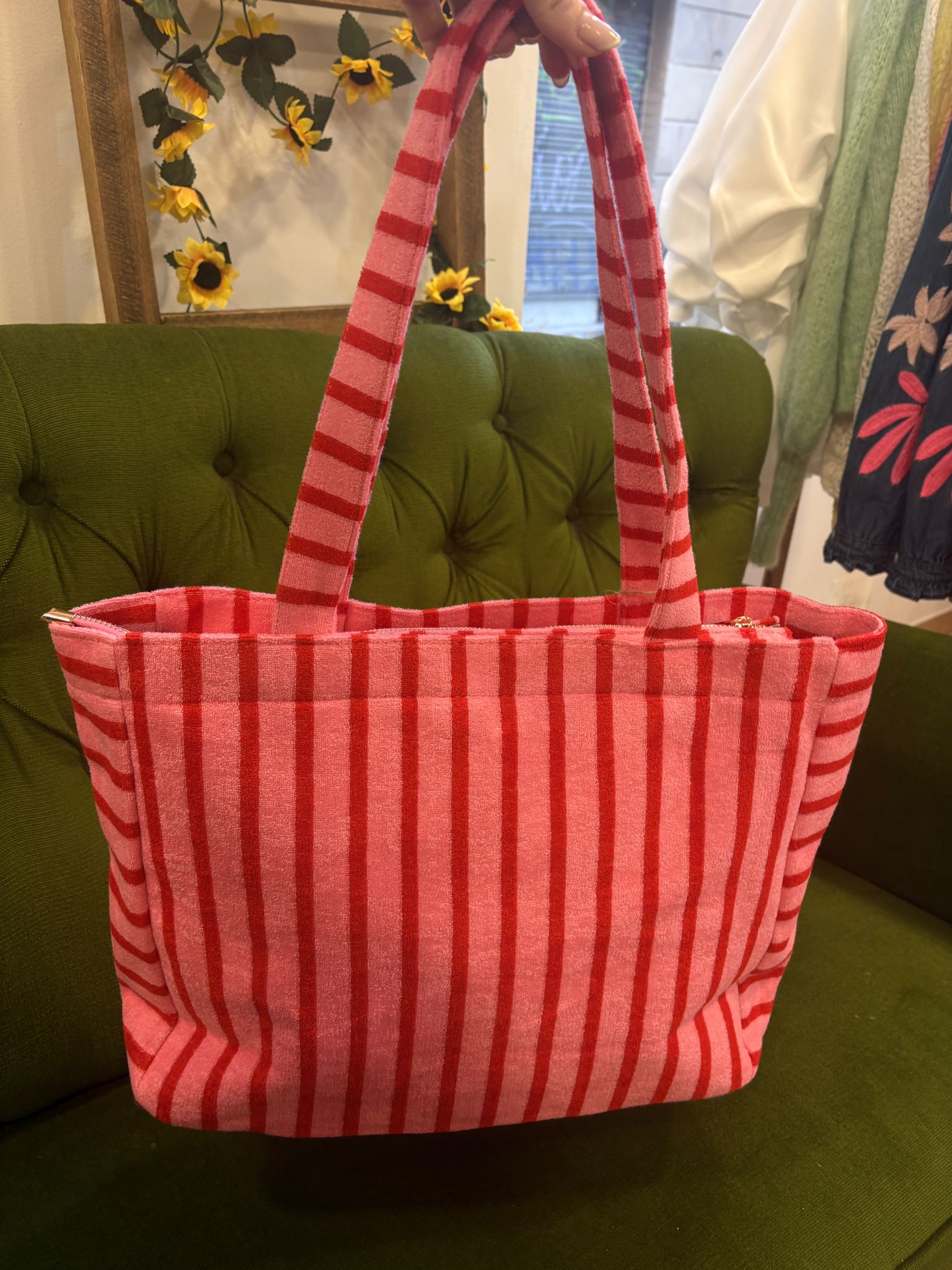 Bolso de Rayas Multicolor con Cremallera