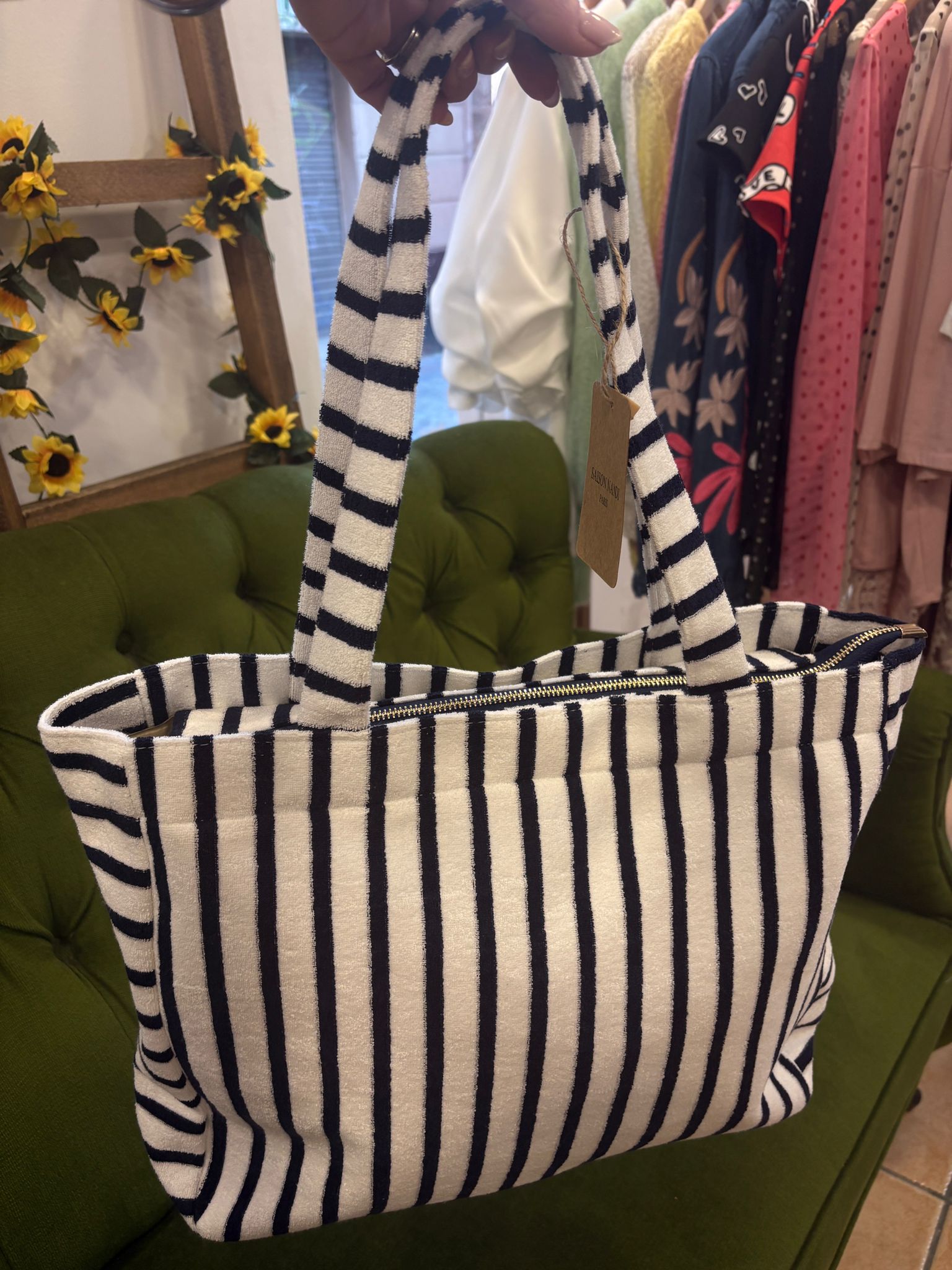 Bolso de Rayas Multicolor con Cremallera