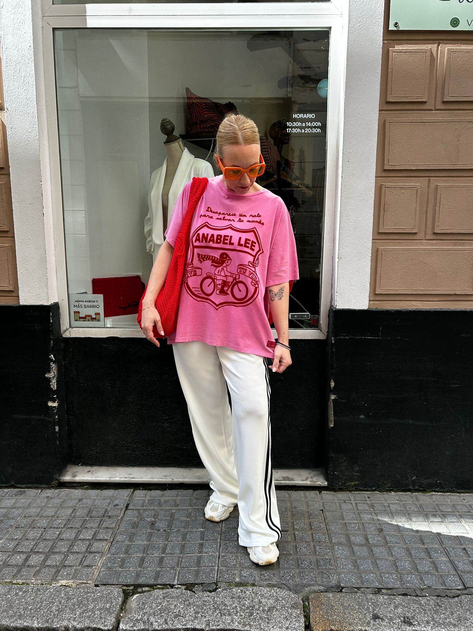 Pantalón Fluido Blanco con Rayas Laterales