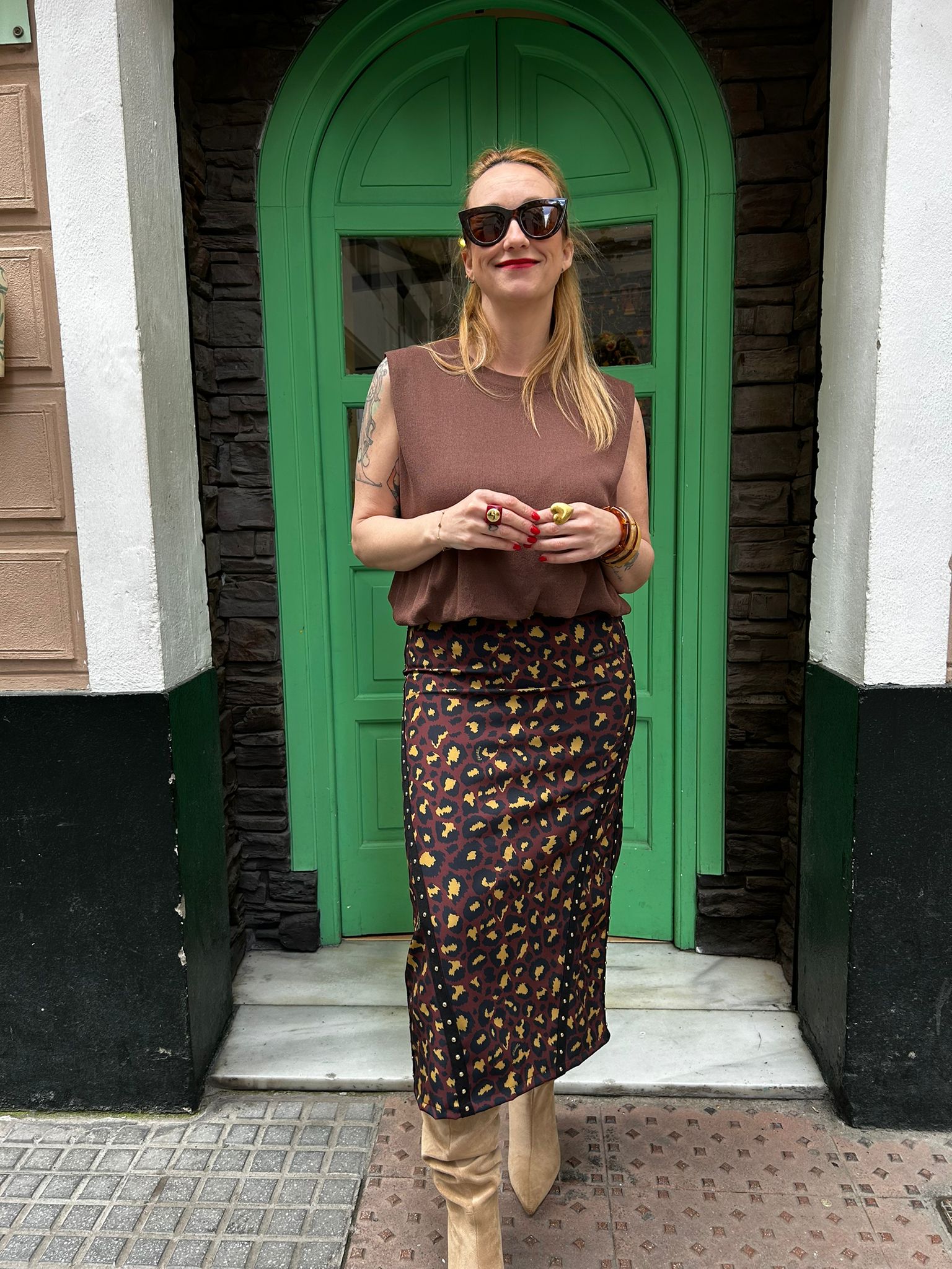 Falda midi animal print