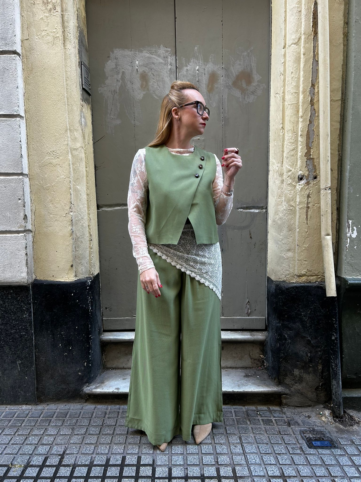 Conjunto Chaleco y Pantalón Verde Tendencia