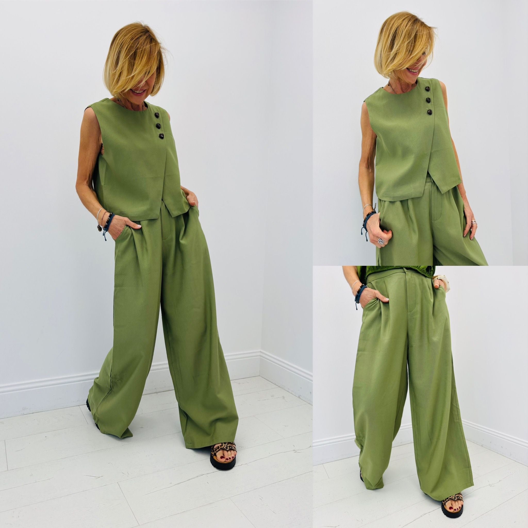 Conjunto Chaleco y Pantalón Verde Tendencia