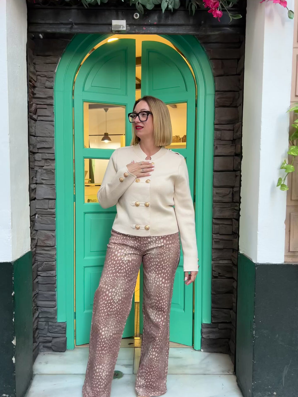 Chaqueta punto beige