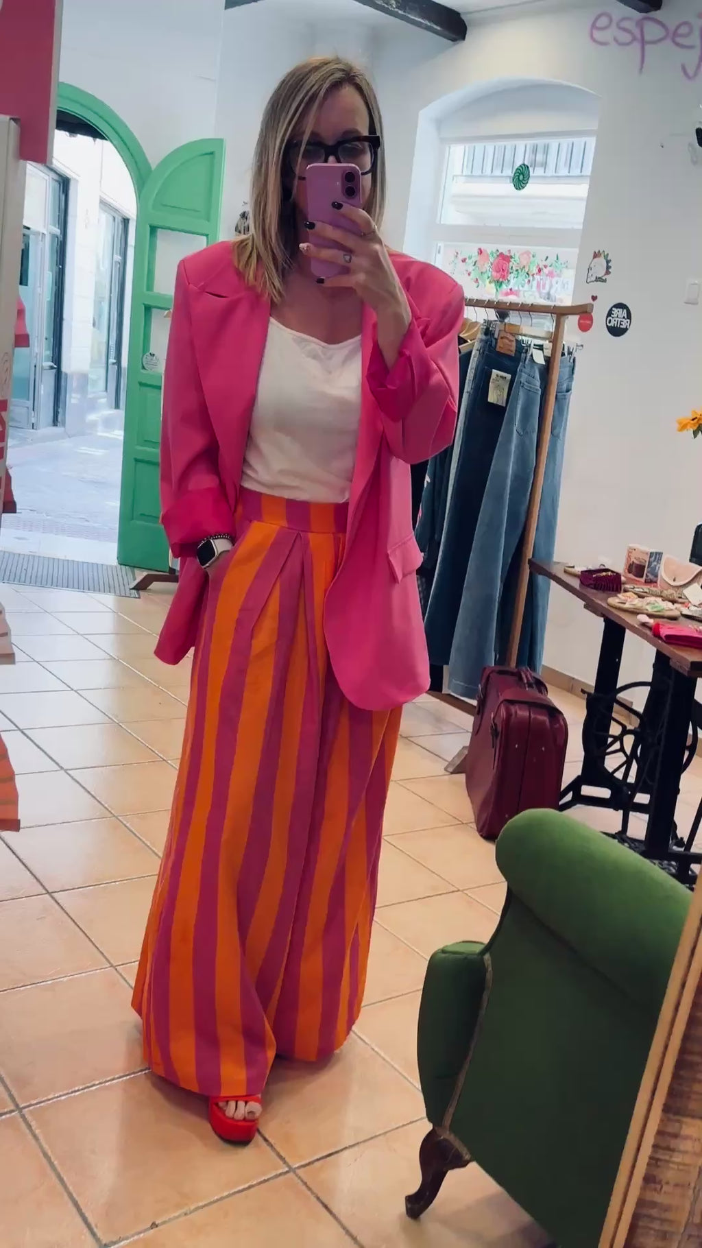 Pantalón Rayas Rosa y Naranja – Talla Única
