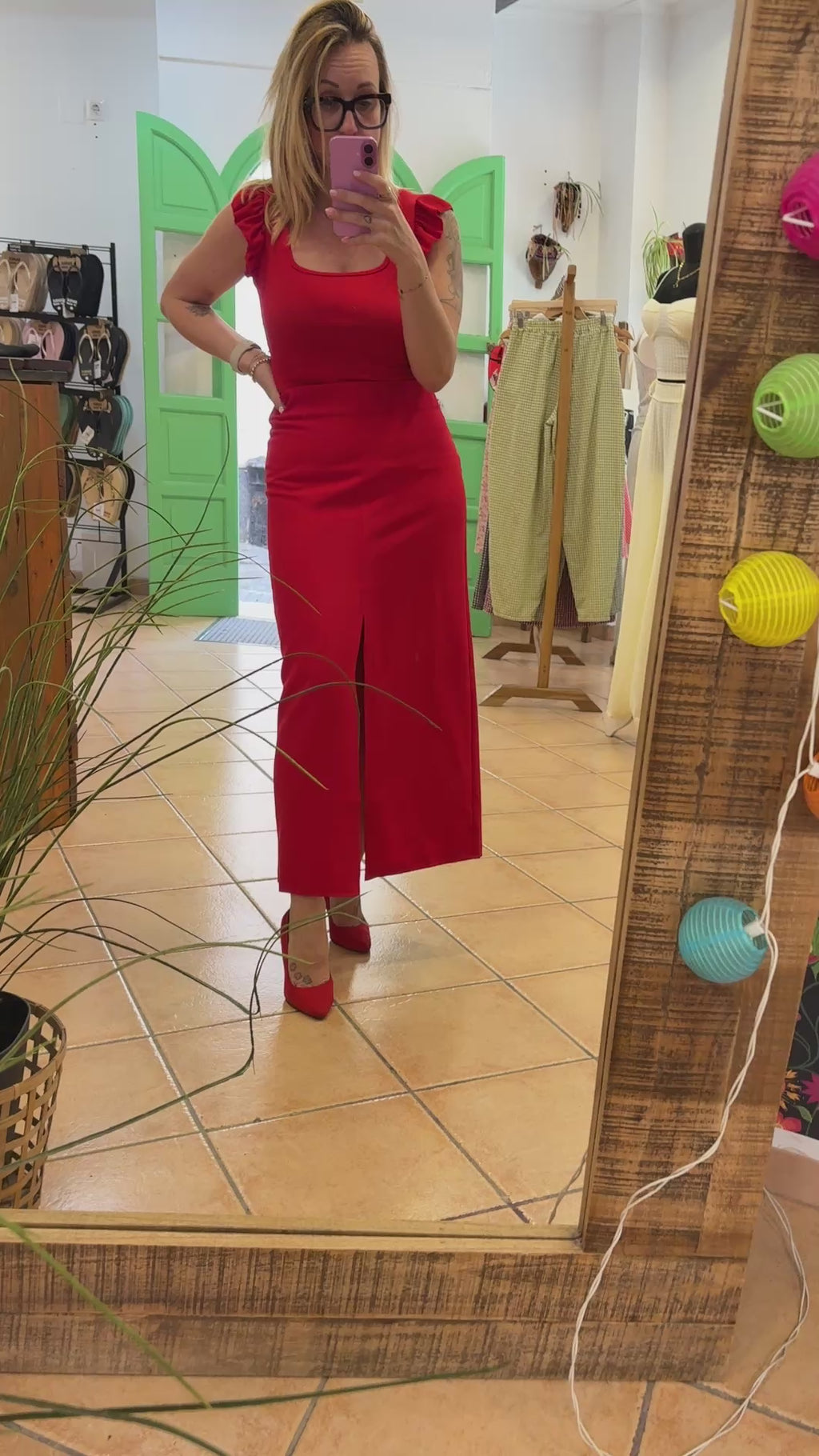 Falda Aberturas Roja