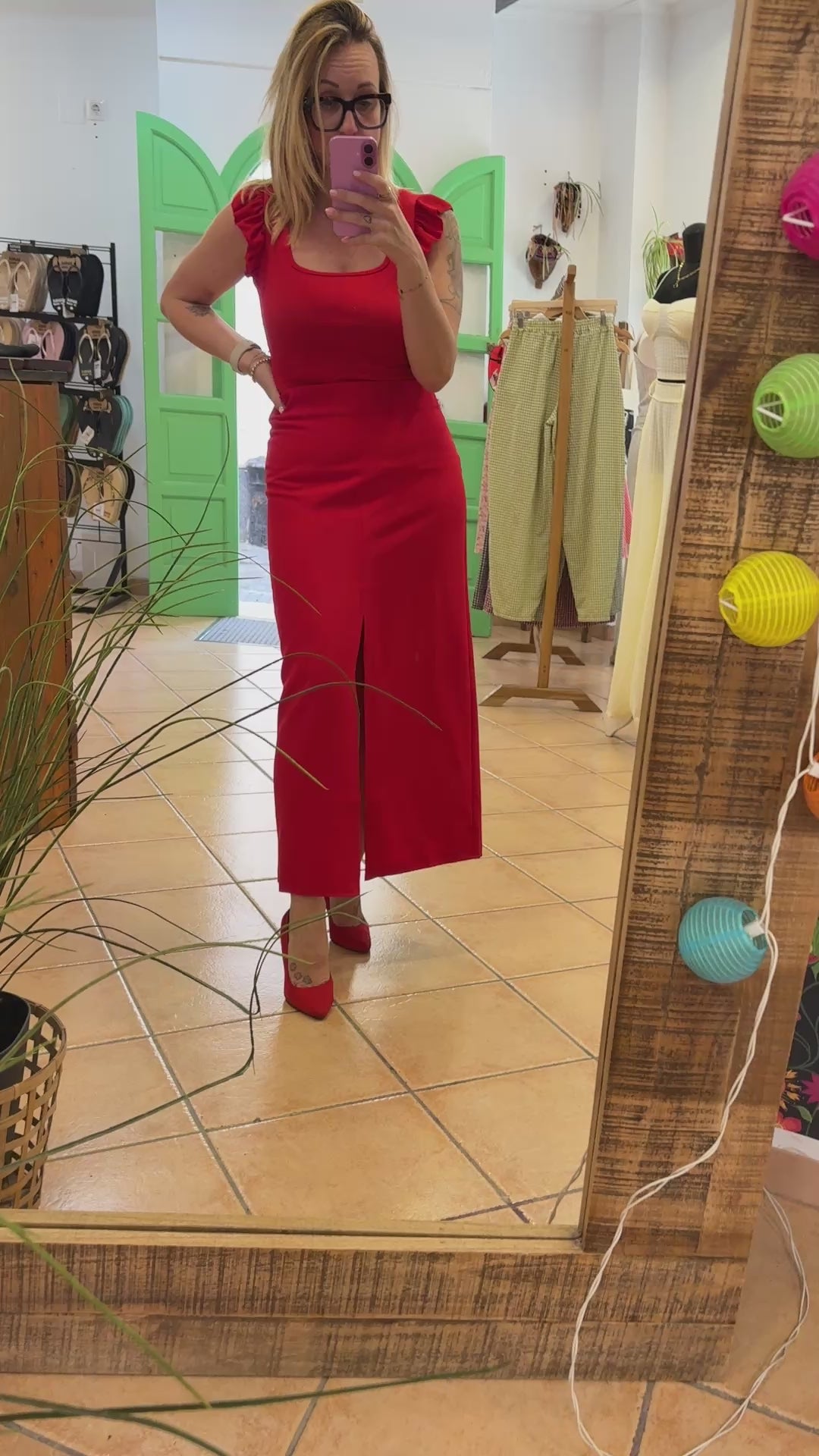 Falda Aberturas Roja